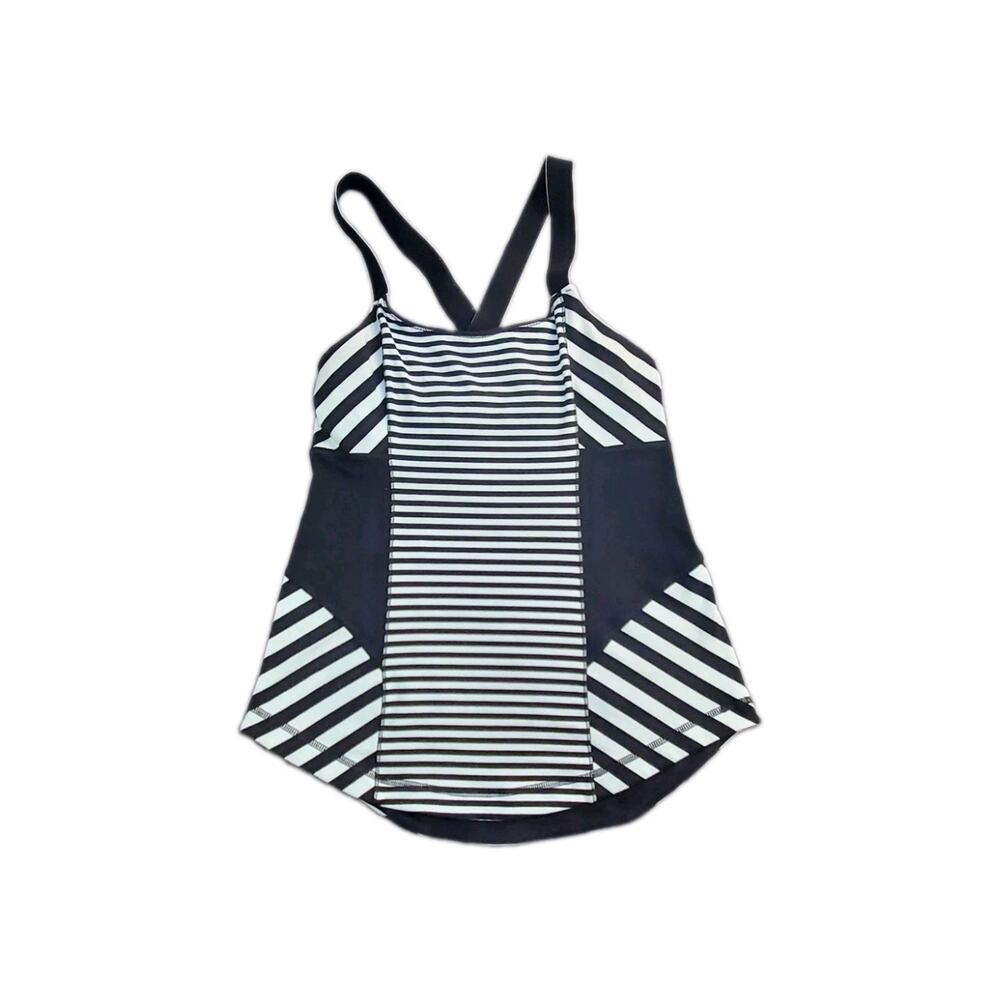 Lululemon Sz 6 Womens Work It Out Black Mint Green Cross Tank Hiking Gym C25